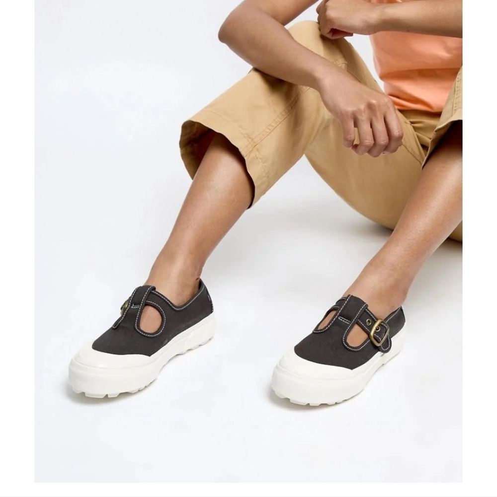 Vans Black and White Mary Jane Platform Sneakers